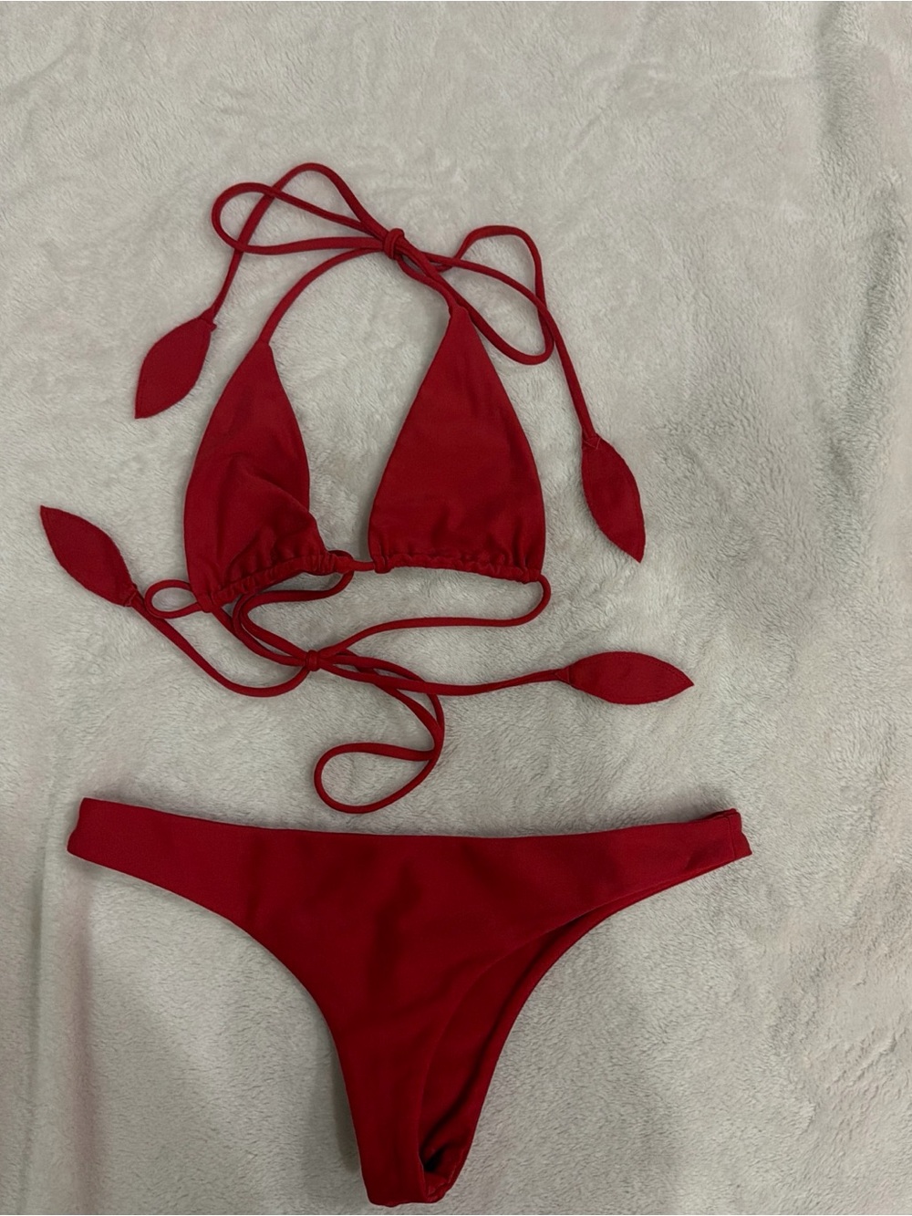 Benoa Swim Red Adjustable Triangle Bikini Set